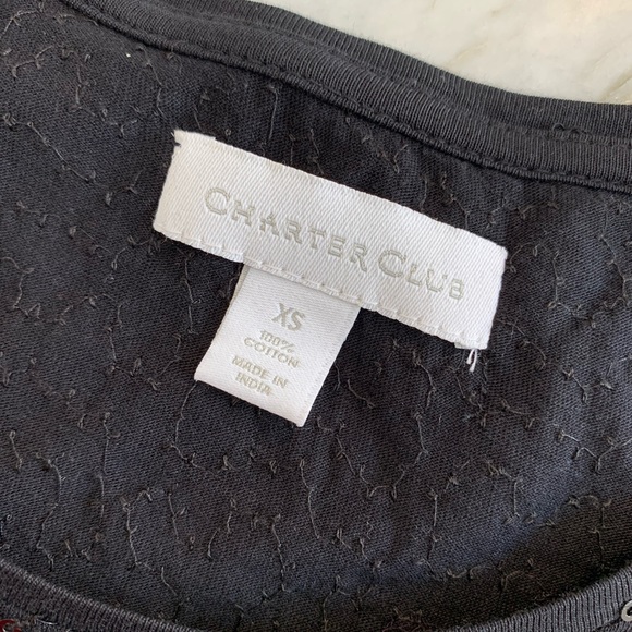 Charter Club Cotton Sequin Tee Shirt Top Black - Picture 4 of 4